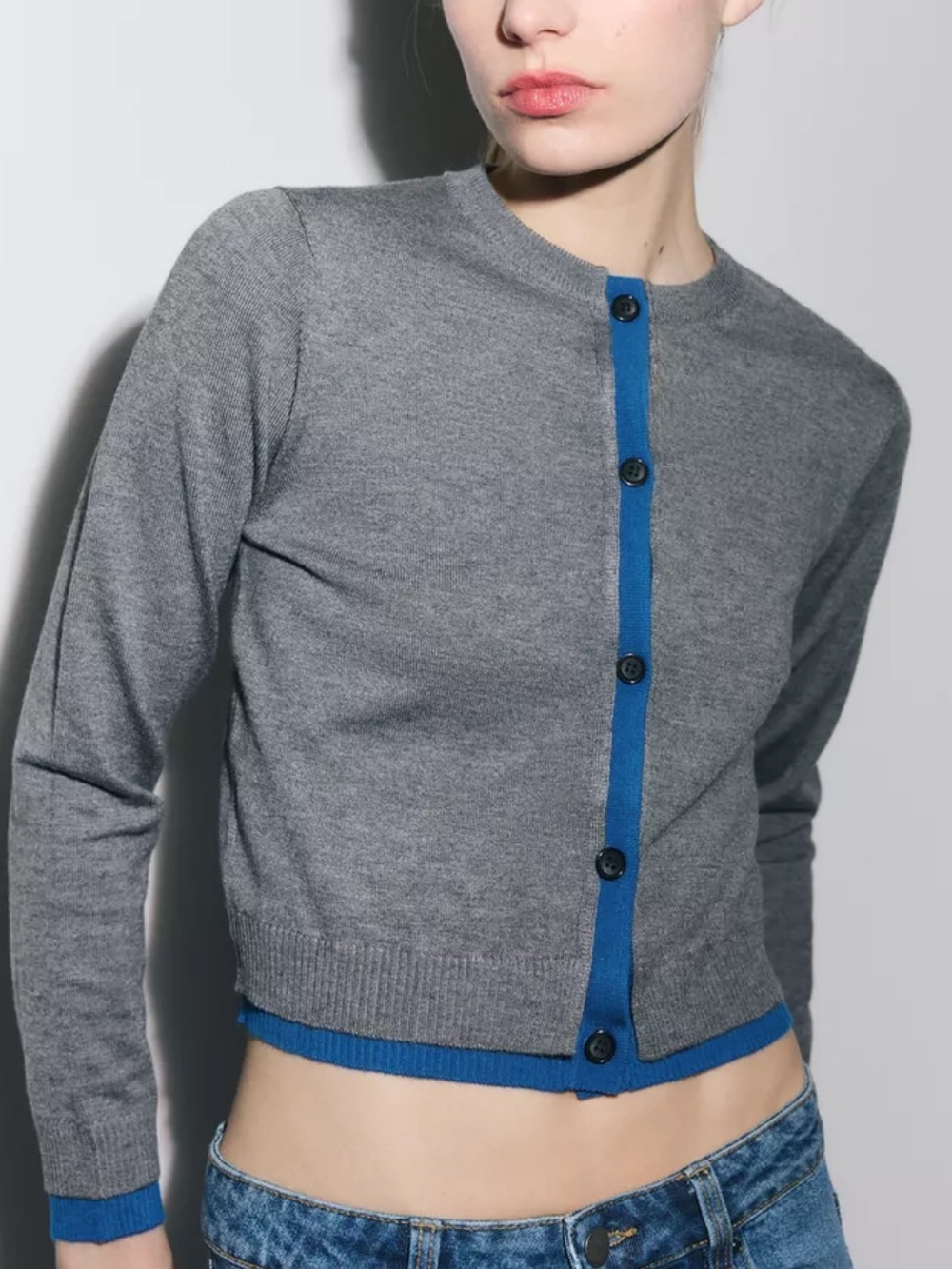 Zara NWT contrast knit cardigan 3581/005